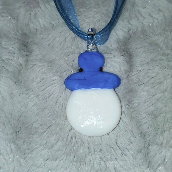 Art Glass Snowman Necklace - Picture 5 of 8